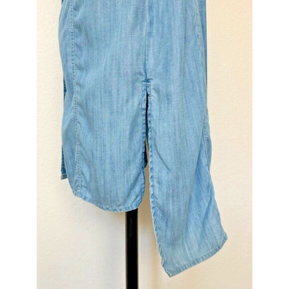 Jones New York Shirt Dress Women 6 Blue Chambray Pockets High Low Midi Dress - Picture 7 of 16